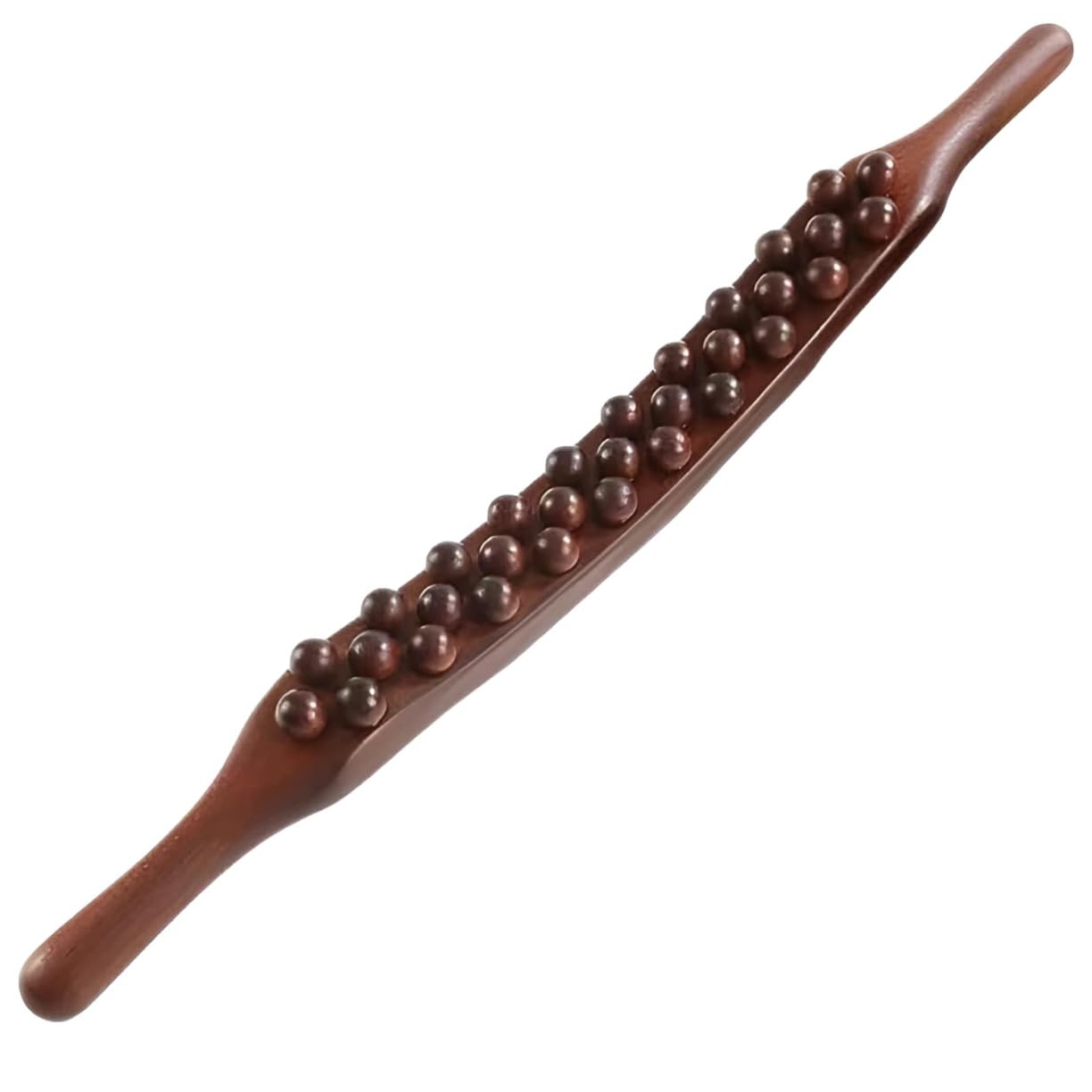 Wood Stick Massage Tool for Body Shaping & Cellulite Reduction 31 Beads Wood Therapy Back Roller Stick Lymphatic Drainage Massager Myofascial Release Deep Tissue Roller Neck Leg Muscle Relaxer
