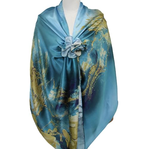 DANA XU 100% Mulberry Silk Satin Head Scarf For Women Lightweight Floral Summer Travel Shawls and Wraps For Evening Dresses3