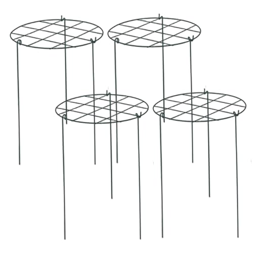 Heavy Duty Peony Supports, Peony Cages And Supports, 4Pcs 12X16'' Iron Round Plant Cages & With 3 Legs For Rose, Tomato, Orchids Vines - 2