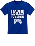 Tstars I Paused My Game to Be Here T Shirt Boys - Funny Gamer Shirts for Kids - Youth Gaming Gift for Videogame Lovers Medium Blue