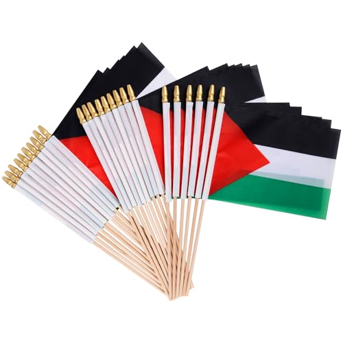 Qumenan Pacote com 25 pequenas bandeiras palestinas mini bandeiras para desfiles, Copa do Mundo, Eve