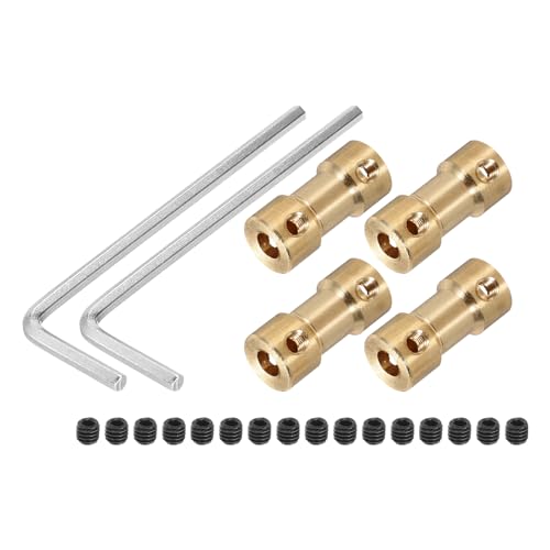 QUARKZMAN - QUARKZMAN Accouplement Rigide de 4 mm à 4 mm, Longueur de 20 mm, Diamètre de 9 mm, Connecteur en Laiton M3 pour Imprimantes 3D, Couleur Cuivre, avec 4 Accouplements, 16 Vis et 2 Clés