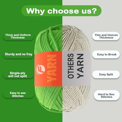 Image of 3.5Oz Beginner-Friendly Yarn for Crocheting and Knitting;Worsted-Weight Medium #4;Cotton Blend Yarn for Beginners with Easy-to-See Sitches,Great for Amigurumi DIY (Green,1 Skein)