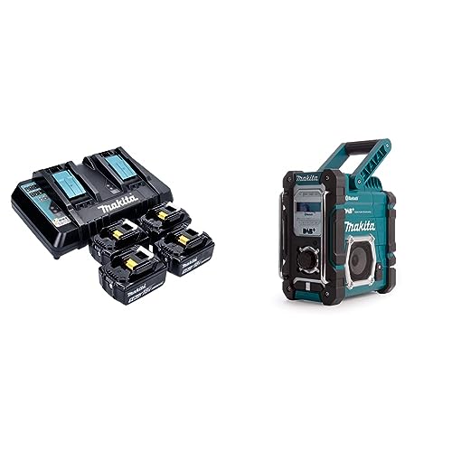 Power Source Kit Li 18V 5Ah & DMR112 Akku-Baustellenradio 7,2 V - 18 V mit DAB+ und Bluetooth (ohne Akku, ohne Ladegerät), türkis