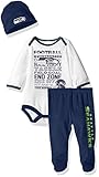 NFL Seattle Seahawks Bodysuit, Pants & Cap Set, 0-3 Months, Navy