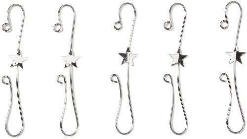 Inge-glas 1904-04 Bauble Hooks Double Hook with Star 7.5 cm Set of 18 in Box Silver