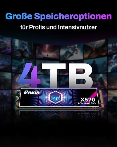 Biwin Black Opal X570 Gen5 Gaming SSD 1To - jusqu'à 14500 Mo/s en Lecture - M.2 2280 NVMe PCIe 5.0 avec 3D TLC NAND - SSD Interne Professionnel pour Ordinateur Portable et de Bureau - 8
