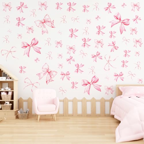 12 láminas de stickers decorativos de pared con lazo rosa miniatura 7