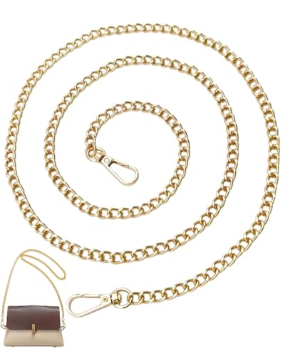 MYGLOAR 1 correa de cadena para bolso, cadena para bolso de 120 cm, cadena de metal, correa para bolso, cadena para correa de hombro, cadena para correa trasera para bolso de bricolaje (oro)