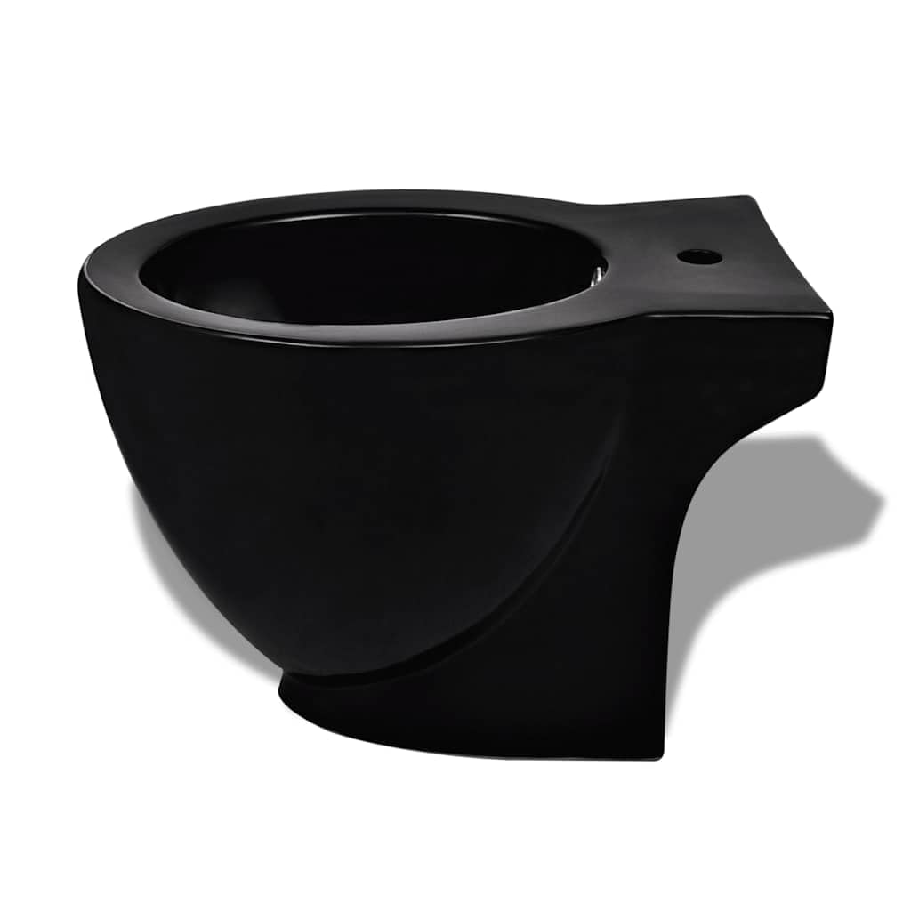 vidaXL Bidet Rond à Poser Céramique Sanitaire Noir Toilette Cuvette Siège WC