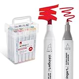KINGART Double-Ended Alcohol Markers, 24 Vintage Colors, Chisel & Fine Tip with Storage Case