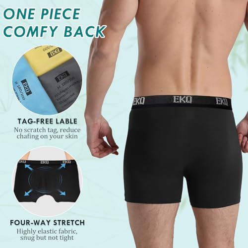 Image of Mens Underwear Breathable Boxer Briefs 7 Pack Bamboo Rayon Boxers for Men Soft Stretchy Men's Underwear with Fly