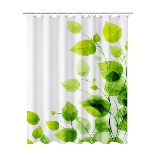 Rideau de douche imperméable lavable à ourlet lesté pour baignoire verte - 2