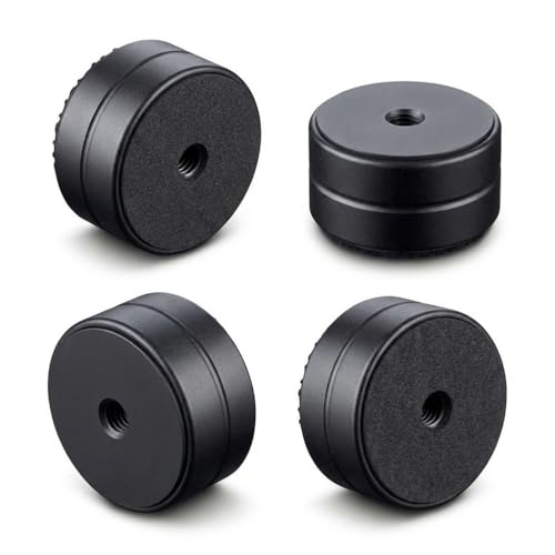 DolDer 4 Stück Aluminium Gerätefüße Lautsprecher Füße HiFi Shock Absorber Füße PC-Gehäusefüße mit hoher Stabilität und Gummi-Dämpfern 30 x 15mm Lautsprecher-Stoßdämpferfüße(15mm hoch schwarz)