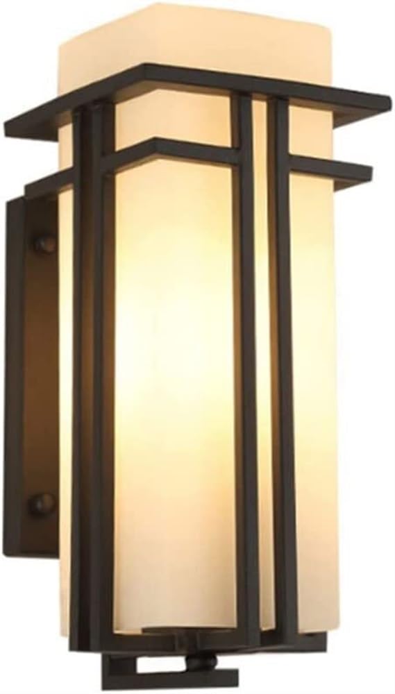 Large Outdoor Wall Sconces Waterproof Wall Light Exterior Light Fixture Wall Lamp for Entryways Yards Garage Front Porch, Metal Frame with Frosted Glass (Size : 15cm)