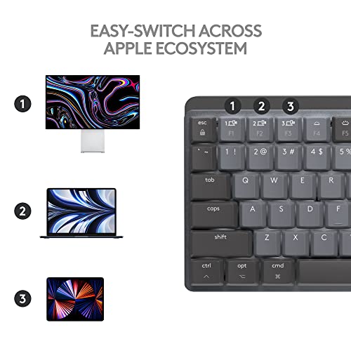 Logitech MX Mechanical Mini for Mac Wireless Illuminated Keyboard, Low-Profile Performance Switches, Tactile Quiet Keys, Backlit, Bluetooth, USB-C, Apple, iPad - Space Grey by Logitech - Image 9