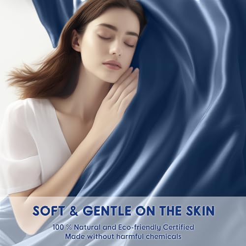 Image of SONORO KATE 100% Egyptian Cotton Sheets,1200 Series,Cal King Size | Soft Breathable & Cooling LuxuryHotel Cotton,Sateen Weave for Soft Feel,Fits Upto 16 inch Mattress,4PC,Navy Blue