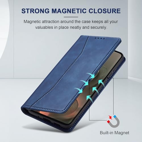 Image of Jasonyu Flip Wallet Case for Motorola Edge (2025) /60 /60 Pro /Fusion,Blue
