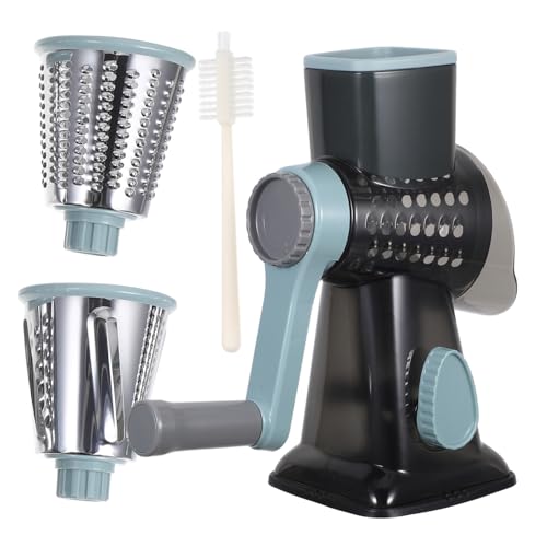 Zerodeko Râpe à Fromage Rotative Manuelle avec Lames et Base Ventouse Tranche-légumes Compact Inoxydable pour Pommes de Terre Carottes et Chocolat Outil de Cuisine Pratique et Gain de Place