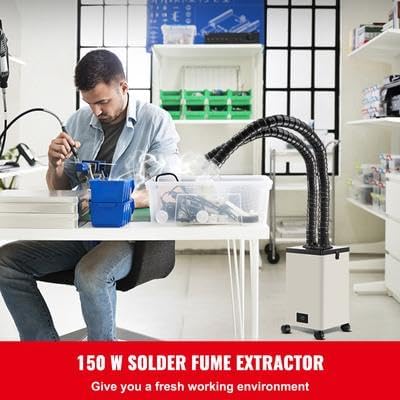 Happybuy 150W Solder Fume Extractor, 165CFM 3-Speed Adjustable Smoke Absorber with 3-Stage Filters, Air Purifier for Soldering, DIY Welding, Engraving, Salon Use