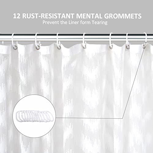 Siiluminisoy Extra Long White Lace Boho Shower Curtain 72 X 84 Chevron Textured Striped Modern Farmhouse Minimalist Bathroom Shower Curtain Set #TOP5
