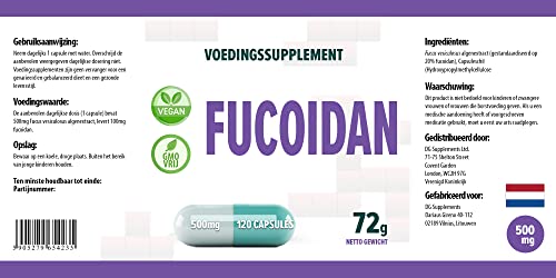 Hepatica Fucoidan Blasentang 500mg 120 Vegane Kapseln, Laborgeprüft , Hochdosiert, Nicht GVO & Glutenfrei
