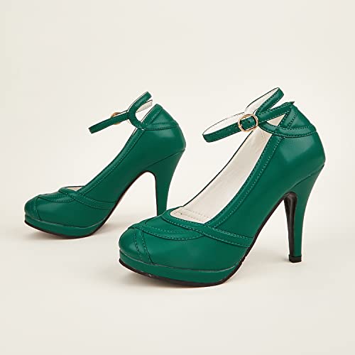 Getmorebeauty Women's Vintage Retro Strappy Sandals Prom Pumps Shoes Dress High Heels (Us 10, Green) #TOP5