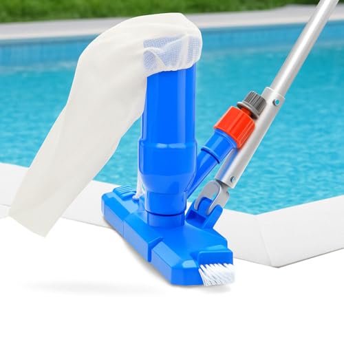 Wide Base Pool Vacuum Cleaner with Side Brush – Manual Jet Pool Cleaning Kit with 6-Piece 67