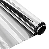 Homein One Way Mirror Film Silver Reflective Window Film Daytime Privacy Solar Reflective Window Tint Self Adhesive Mirror Paper Glass Sticker Heat Control Anti-UV for Office Home 17.5 x 78.7 inch