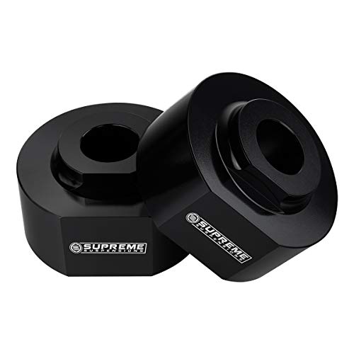 Supreme Suspensions - 2" Front Leveling Kit For 1999-2023 Ford F-250 And F-350 Super Duty 2Wd - T6 Billet Aluminum Spring Spacers With 3/4" Stud Extenders (Black) #TOP23