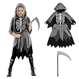morph costume halloween bambina - vestito zombie mietitrice per bambine, abito pauroso per halloween e feste a tema, l