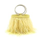 MOISTRI Mujeres Avestruz Esponjoso Tote Bag Bolso de plumas Crossbody Bag Bolso de hombro Clutch de noche Bolso de novia Banquete Fiesta Amarillo