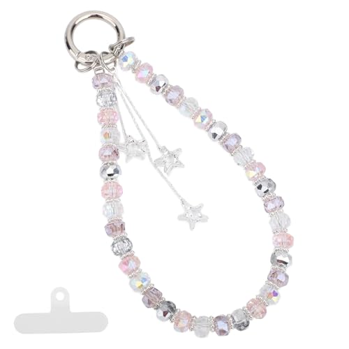 Fukaisu - Charm Téléphone avec Cristaux Perlé, Lanière Téléphone Détachable 11x11cm avec Espaceur Assorti Accessoire Portable Mignon et Tendance pour Femmes