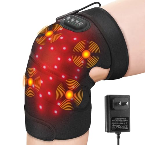 ROHVEMJ Red Light Therapy for Knee, Knee Massager with Heat and Red Light, 660nm 850nm, HSA Eligible FSA, Knee Heating Pad for Knee Pain Relief, 4 Powerful Motors, Long 78 inches Power Cord