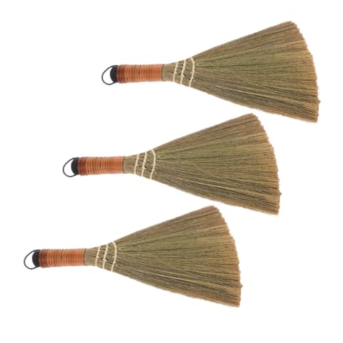 Baluue 3個 点ショートハンドルほうき 小型屋内用ほうき 多用途柔らかいブラシ付 床傷防止設計 木 ル 大理適用 車内 玄関 キャンプに 快適グ