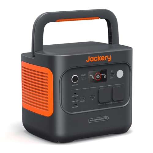 Jackery E2000 v2 tragbare Powerstation, LiFePO4 Akku, 2042Wh Solargenerator mit 2200W Ausgang (Max 4400W), Schnellladung von 0-80% in 52 Min für Notfall, Camping, Wohnmobil