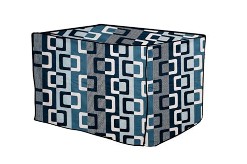Image of The Furnishing Tree microwave oven cover Suitable for Samsung 28 Liters Convection MC28H5025VK, Dustproof, Stain-Resistant, Cover Size WxDxH in CM- (53.34x48.26x33.02), Lattice Pattern Blue
