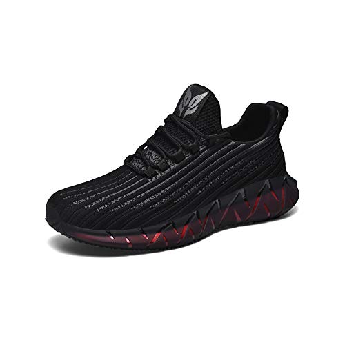 Folconauto - Zapatillas deportivas para caminar y correr, de malla, ligeras, para hombre, color Negro, talla 42.5 EU