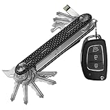 UEDGER Key Organizer Compact Keychain Holder, Minimalist EDC Key Chain with Pocket Clip, Slim Carbon Fiber Smart Key Case, Gift for Father Men Women, Holds 10 Keys and Car Key Fob