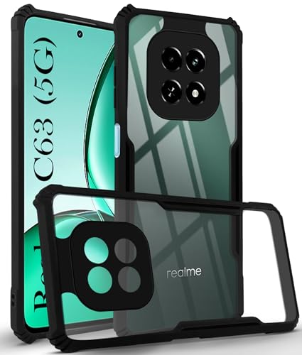 Image of Jkobi Back Cover Case for Realme C63 5G (Shockproof with Polycarbonate Clear Panel | Professional Black)
