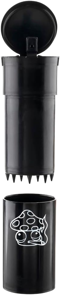 EZ SPLITZ Cap & Crusher 2-in-1 Herb Grinder with Extra Large Storage - Pop Art Black Edition, Portable & Child-Resistant
