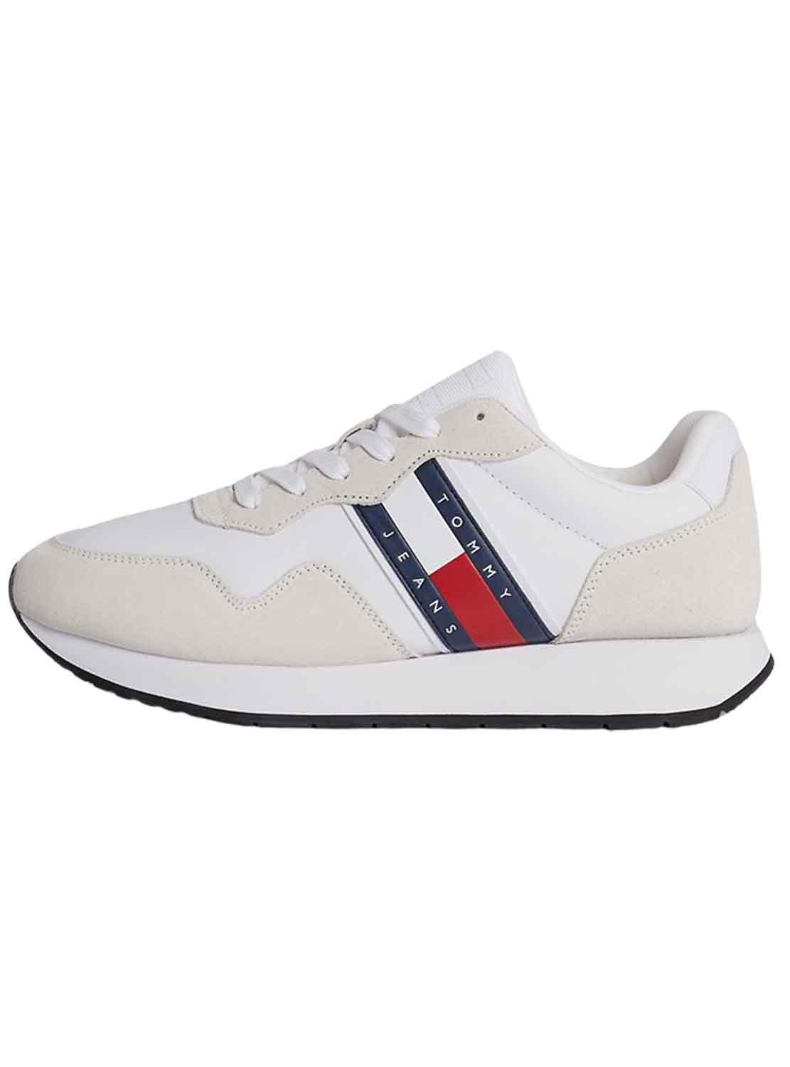 Tommy Hilfiger Tommy Jeans Zapatillas para Hombre Runner Sneaker Zapatillas de Deporte, Blanco (White), 44