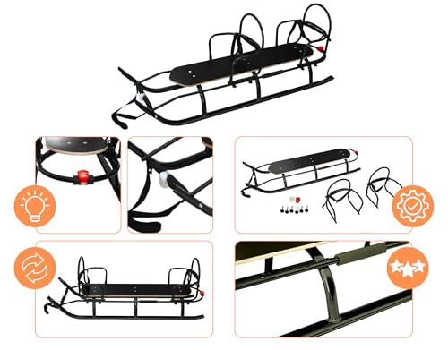 Skyline 2in1 Schlitten für 2 Personen aus Aluminium mit Rückenlehne und LED