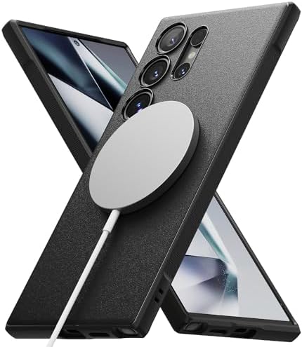 Ringke Onyx Designed for Samsung Galaxy S24 Ultra Case [Compatible with MagSafe] Anti-Fingerprint Slim Fit Shockproof Protective TPU Cover with Enhanced Grip Texture - Magnetic Black