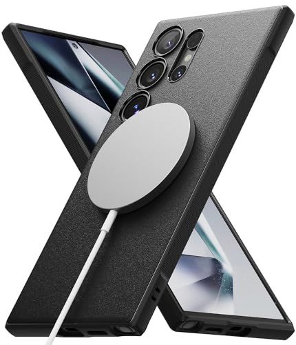 Ringke Onyx Designed for Samsung Galaxy S24 Ultra Case [Compatible with MagSafe] Anti-Fingerprint Slim Fit Shockproof Protective TPU Cover with Enhanced Grip Texture - Magnetic Black