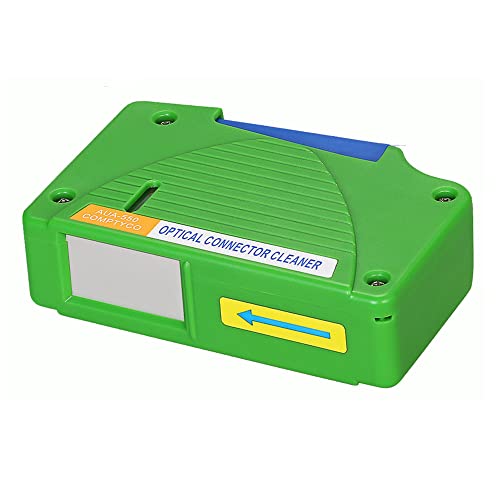 Limpiador de conectores de fibra óptica, FTTH Caja de limpieza de fibra óptica para 1.25mm/2.5mm, FC, SC, LC, MU, ST Faces y conectores ópticos, más de 500 veces Anti Static Clean Swab (verde)