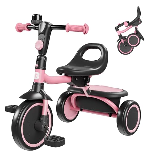 besrey Toddler Tricycle with Bell, Kids Tricycle Age 18 Months to 5 Years, Kids Trike, Toddler Bike for 2-4 Year Olds, Baby Bike, Gifts & Toys for Boys & Girls, Pink by besrey - Used condition - US$45.59