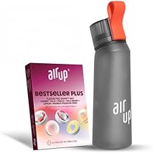 air up water bottle 22oz for school, sports, gym | includes 5 scent pods & straw | flavored bottle in grey also for kids, boys, girls | no calories, sugar-free and suitable for carbonation