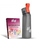 air up water bottle (22oz) for school, sports, gym | includes 5 scent pods & straw | flavored bottle in grey – also for kids, boys, girls | no calories, sugar-free and suitable for carbonation