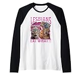 funny lesbians shirt cat owner lesbians eat what maglia con maniche raglan